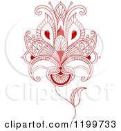 Clipart Of A Red Henna Flower 9 Royalty Free Vector Illustration