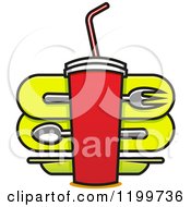 Poster, Art Print Of Fast Food Design Of A Cup Over Silverware