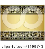 Poster, Art Print Of Golden Background With Ornate Borders And Text Space