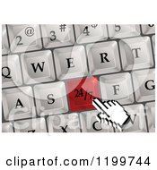 Poster, Art Print Of Computer Hand Cursor Over A Red 24 7 Keyboard Button