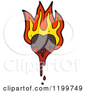 Cartoon Of A Bloody Broken Flaming Heart Royalty Free Vector Illustration
