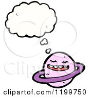 Cartoon Of The Planet Saturn Thinking Royalty Free Vector Illustration by lineartestpilot