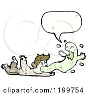 Cartoon Of A Man Vomiting A Ghost Speaking Royalty Free Vector Illustration