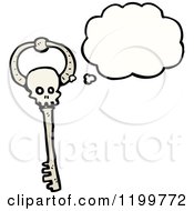 Cartoon Of A Skeleton Key Thinking Royalty Free Vector Illustration