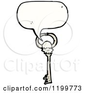 Cartoon Of A Skeleton Key Speaking Royalty Free Vector Illustration by lineartestpilot