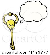 Cartoon Of A Skeleton Key Thinking Royalty Free Vector Illustration