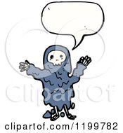 Cartoon Of A Costumed Skull Speaking Royalty Free Vector Illustration