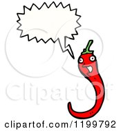 Cartoon Of A Red Chili Pepper Speaking Royalty Free Vector Illustration by lineartestpilot
