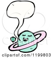 Cartoon Of The Planet Saturn Speaking Royalty Free Vector Illustration by lineartestpilot