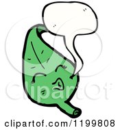 Cartoon Of A Green Leaf Speaking Royalty Free Vector Illustration