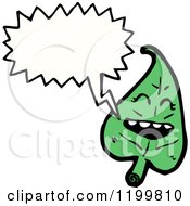 Cartoon Of A Green Leaf Speaking Royalty Free Vector Illustration