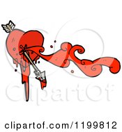 Cartoon Of A Bloody Broken Heart Royalty Free Vector Illustration by lineartestpilot