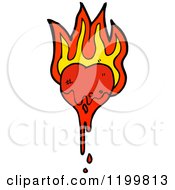 Cartoon Of A Bloody Flaming Broken Heart Royalty Free Vector Illustration by lineartestpilot
