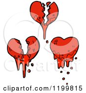 Cartoon Of A Bloody Flaming Broken Heart Royalty Free Vector Illustration