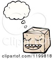Cartoon Of A Carton Thinking Royalty Free Vector Illustration by lineartestpilot