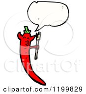Cartoon Of A Red Chili Pepper Speaking Royalty Free Vector Illustration by lineartestpilot