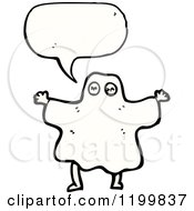 Cartoon Of A Costumed Ghost Speaking Royalty Free Vector Illustration