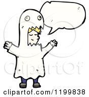 Cartoon Of A Costumed Ghost Speaking Royalty Free Vector Illustration by lineartestpilot
