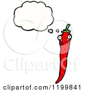 Cartoon Of A Red Chili Pepper Thinking Royalty Free Vector Illustration by lineartestpilot