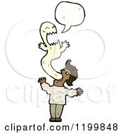 Cartoon Of A Man Vomiting A Ghost Speaking Royalty Free Vector Illustration