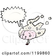 Cartoon Of A Pink Brain Speaking Royalty Free Vector Illustration