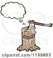 Cartoon Of A Tree Stump Thinking Royalty Free Vector Illustration