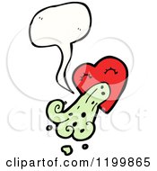 Cartoon Of A Vomiting Heart Speaking Royalty Free Vector Illustration