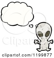 Cartoon Of A Space Alien Thinking Royalty Free Vector Illustration by lineartestpilot