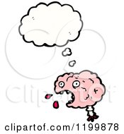 Cartoon Of A Pink Brain Thinking Royalty Free Vector Illustration
