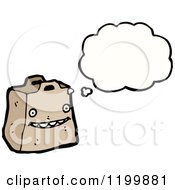 Cartoon Of A Paper Bag Thinking Royalty Free Vector Illustration