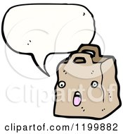 Cartoon Of A Paper Bag Speaking Royalty Free Vector Illustration