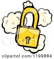 Cartoon Of A Gold Padlock Royalty Free Vector Illustration by lineartestpilot