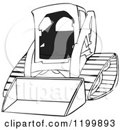 Cartoon Of An Outlined Bobcat Skid Steer Loader Royalty Free Vector Clipart by djart #COLLC1199893-0006