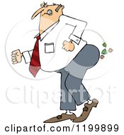 Cartoon Of A Caucasian Businessman Pushing To Break Wind Royalty Free Vector Clipart