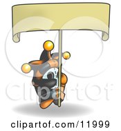 Shy Joker Jester Character Holding A Blank Sign Clipart Illustration by Leo Blanchette