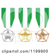 Poster, Art Print Of Silver Gold And Bronze Star Medals With Nigerian Flag Ribbons