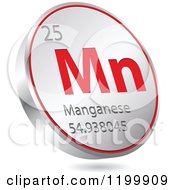 Poster, Art Print Of 3d Floating Round Red And Silver Manganese Chemical Element Icon