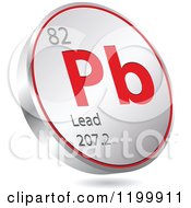 Poster, Art Print Of 3d Floating Round Red And Silver Lead Chemical Element Icon