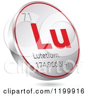 Poster, Art Print Of 3d Floating Round Red And Silver Lutetium Chemical Element Icon