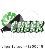 Poster, Art Print Of Kelly Green Polka Dot Cheer With A Bullhorn And Pom Pom
