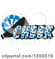 Clipart Of A Royal Blue Polka Dot CHEER Royalty Free Vector Illustration