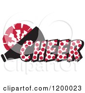 Poster, Art Print Of Cardinal Red Polka Dot Cheer With A Bullhorn And Pom Pom