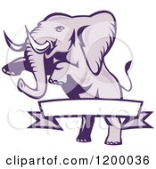 Poster, Art Print Of Rearing Elephant And A Ribbon Banner