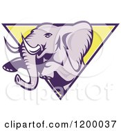 Clipart Of A Mad Elephant Rearing Through A Triangle Royalty Free Vector Illustration