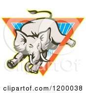 Clipart Of A Mad Elephant Bucking Through A Triangle Of Rays Royalty Free Vector Illustration