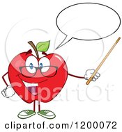 Poster, Art Print Of Talking Red Apple Teacher Mascot Using A Pointer Stick