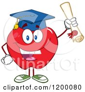 Poster, Art Print Of Graduate Red Apple Mascot Holding A Diploma