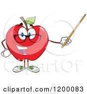 Poster, Art Print Of Red Apple Teacher Mascot Using A Pointer Stick