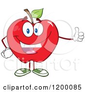 Poster, Art Print Of Happy Red Apple Mascot Holding A Thumb Up