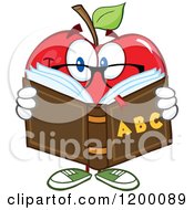Poster, Art Print Of Red Apple Teacher Mascot Reading An Alphabet Book